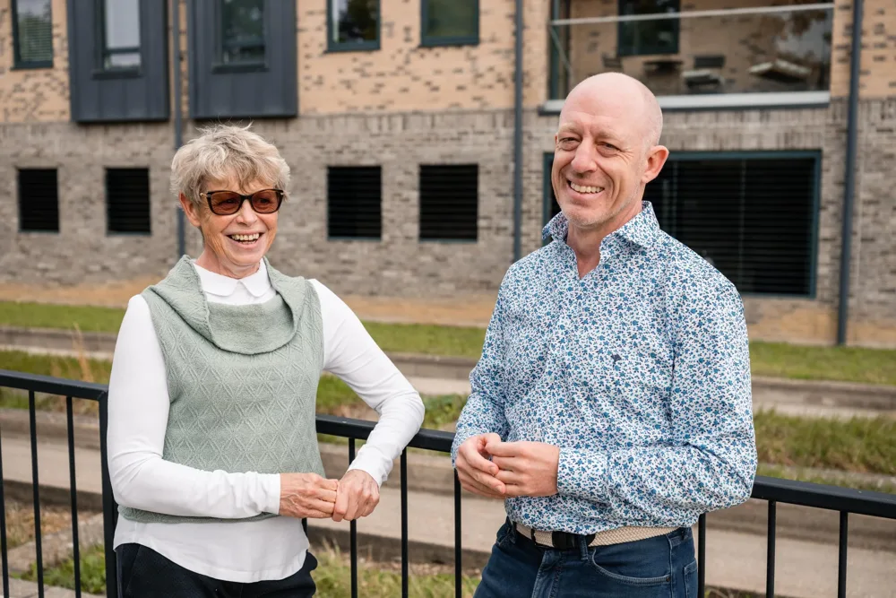 The Curve Cambridge team, Alison and John, outside in Cambridge